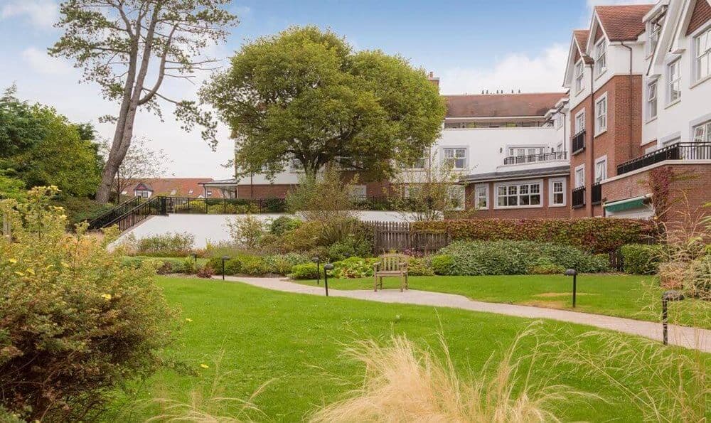 Garden of Llys Cynoed care home in Cardiff, Wales