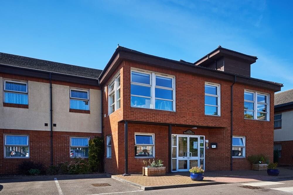 Exterior of Whitebourne Care Home in Frimley, Surrey