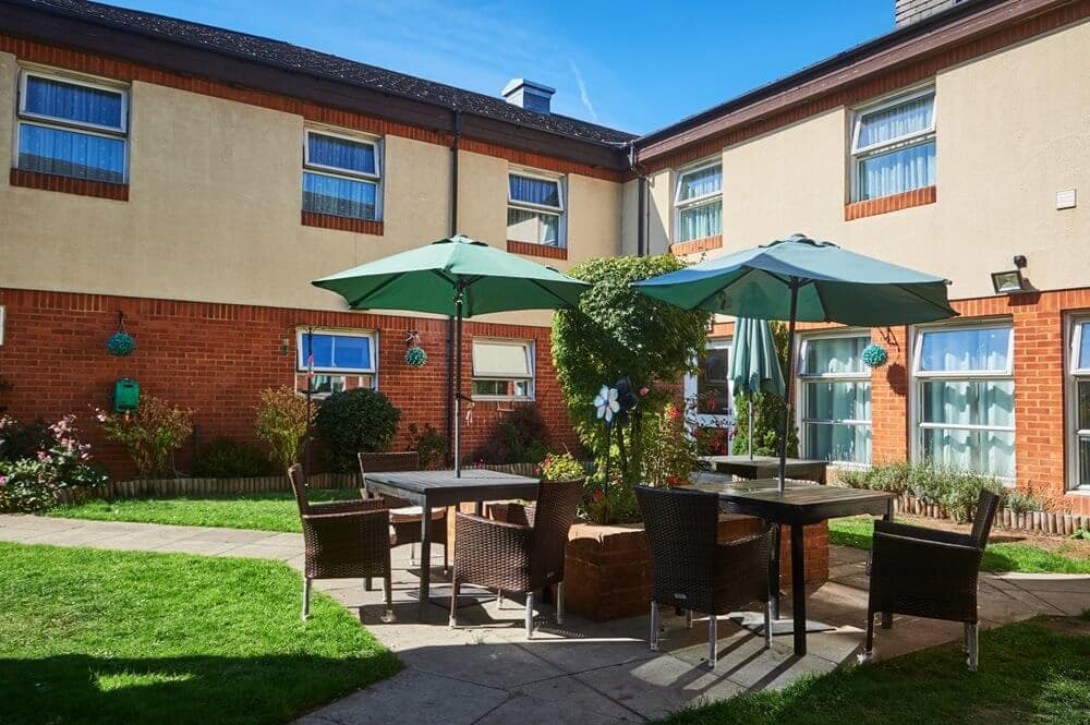 Garden at Whitebourne Care Home in Frimley, Surrey