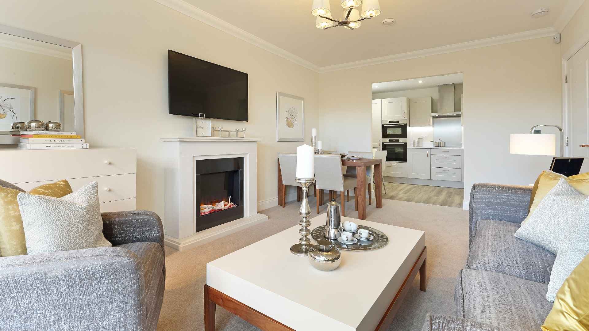 Lounge of Castle Gardens retirement development in Watlington, Oxfordshire