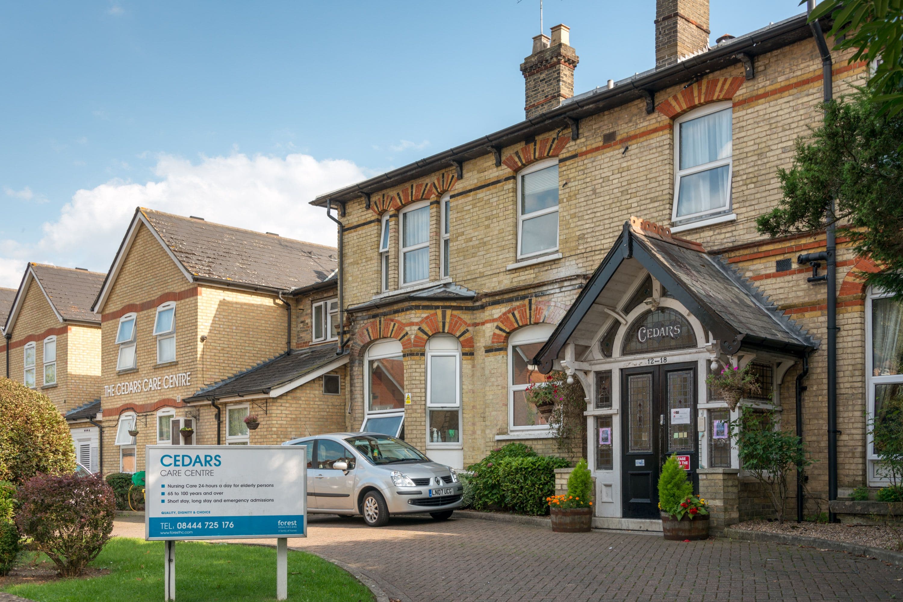 Exterior of The Cedars care home in Barnet, London