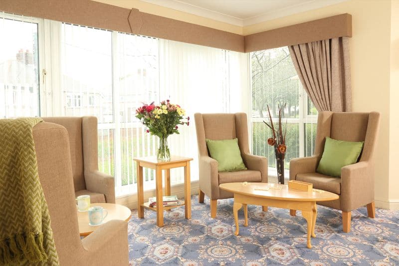 Lounge of Church View care home in Seaham, County Durham