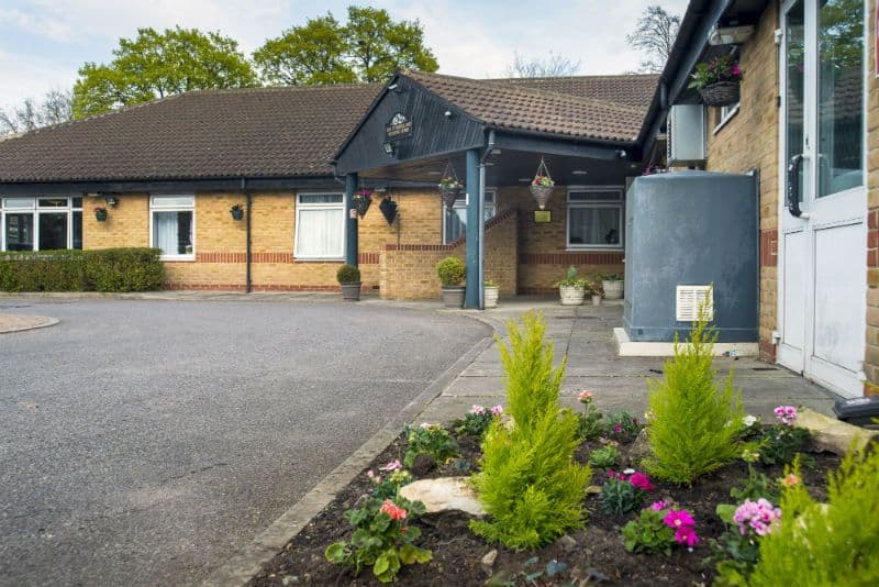 Garden area of Cumberland care home in Mitcham, Greater London