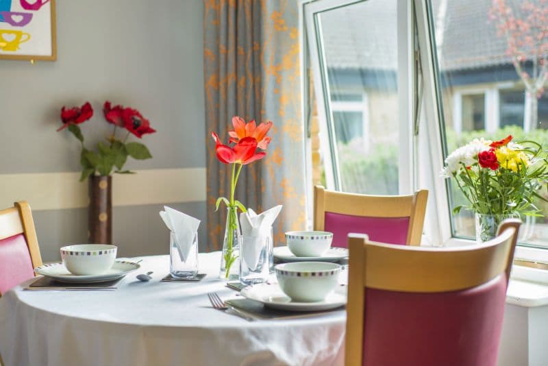 Dining room of Cumberland care home in Mitcham, Greater London