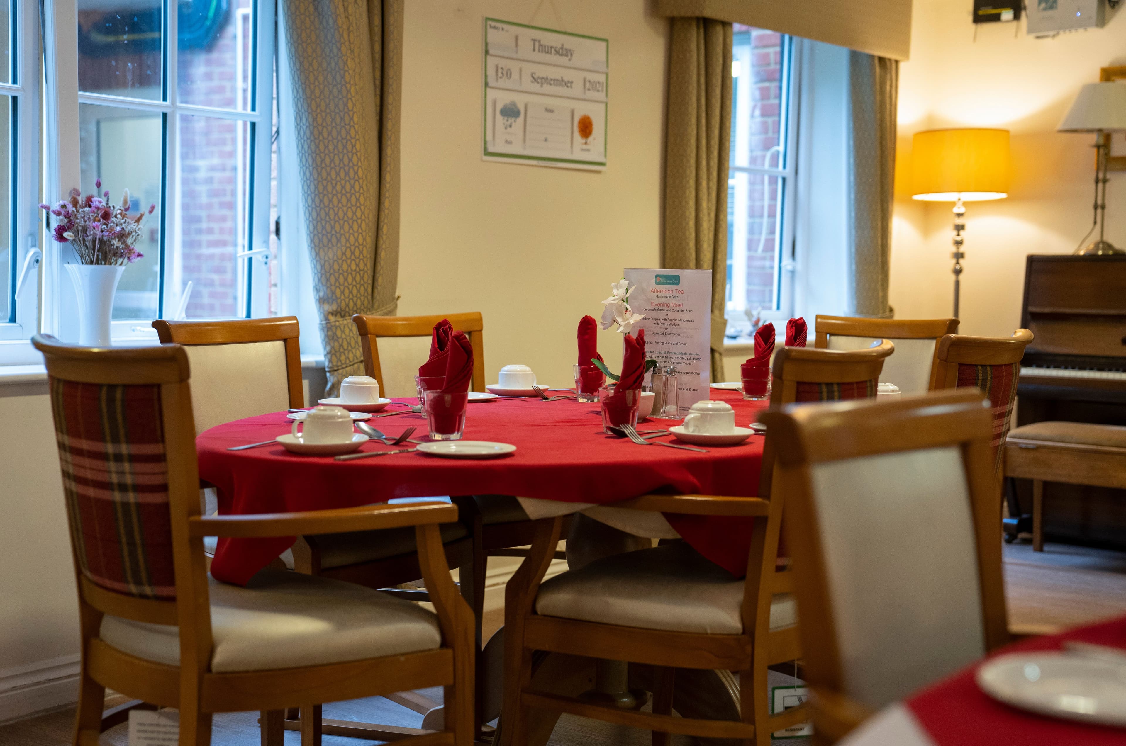 Dining room of Iffley care home in Oxford, Oxfordshire