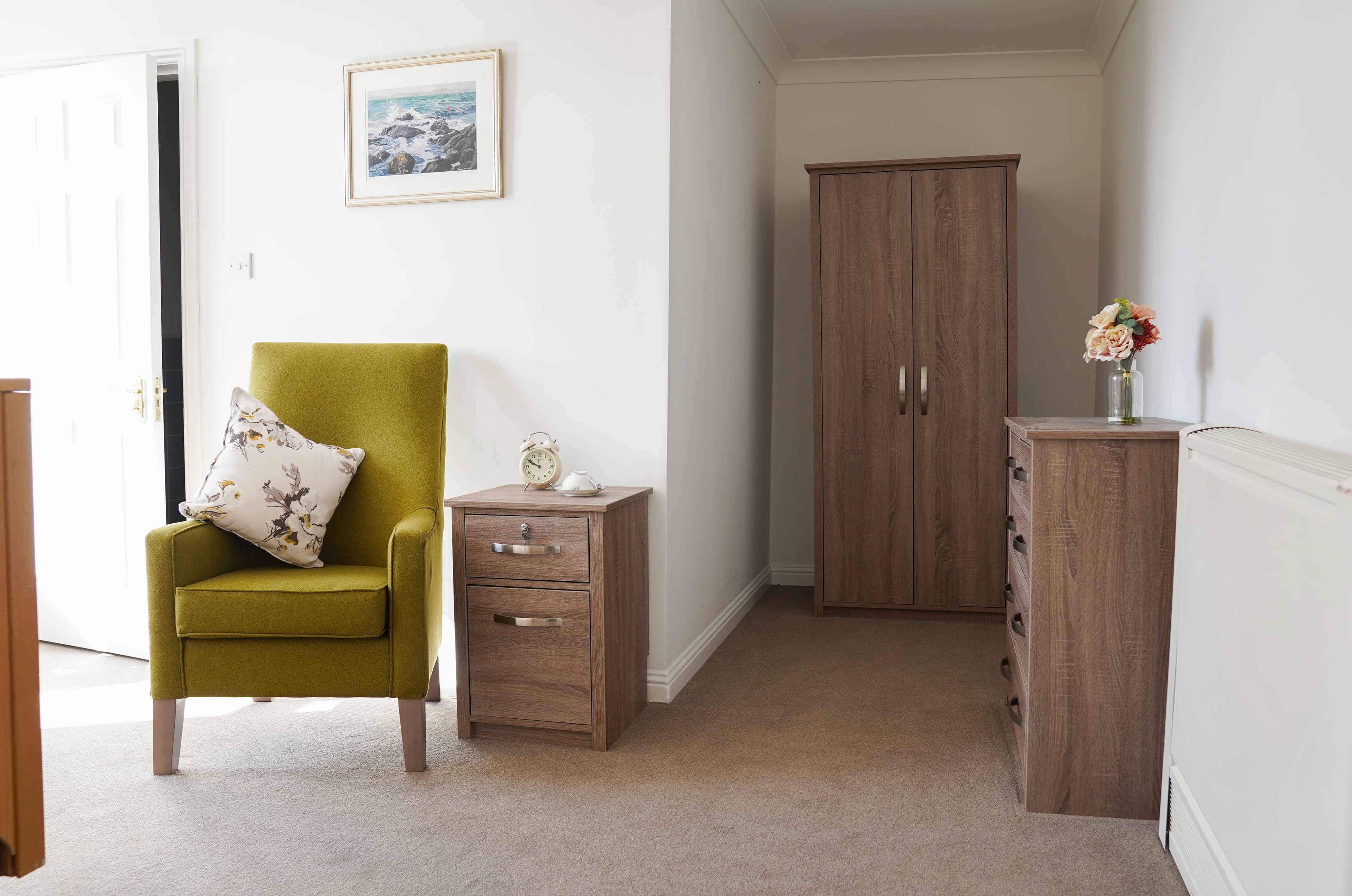 Bedroom at Forefaulds Care Home in Kilbride, Glasgow