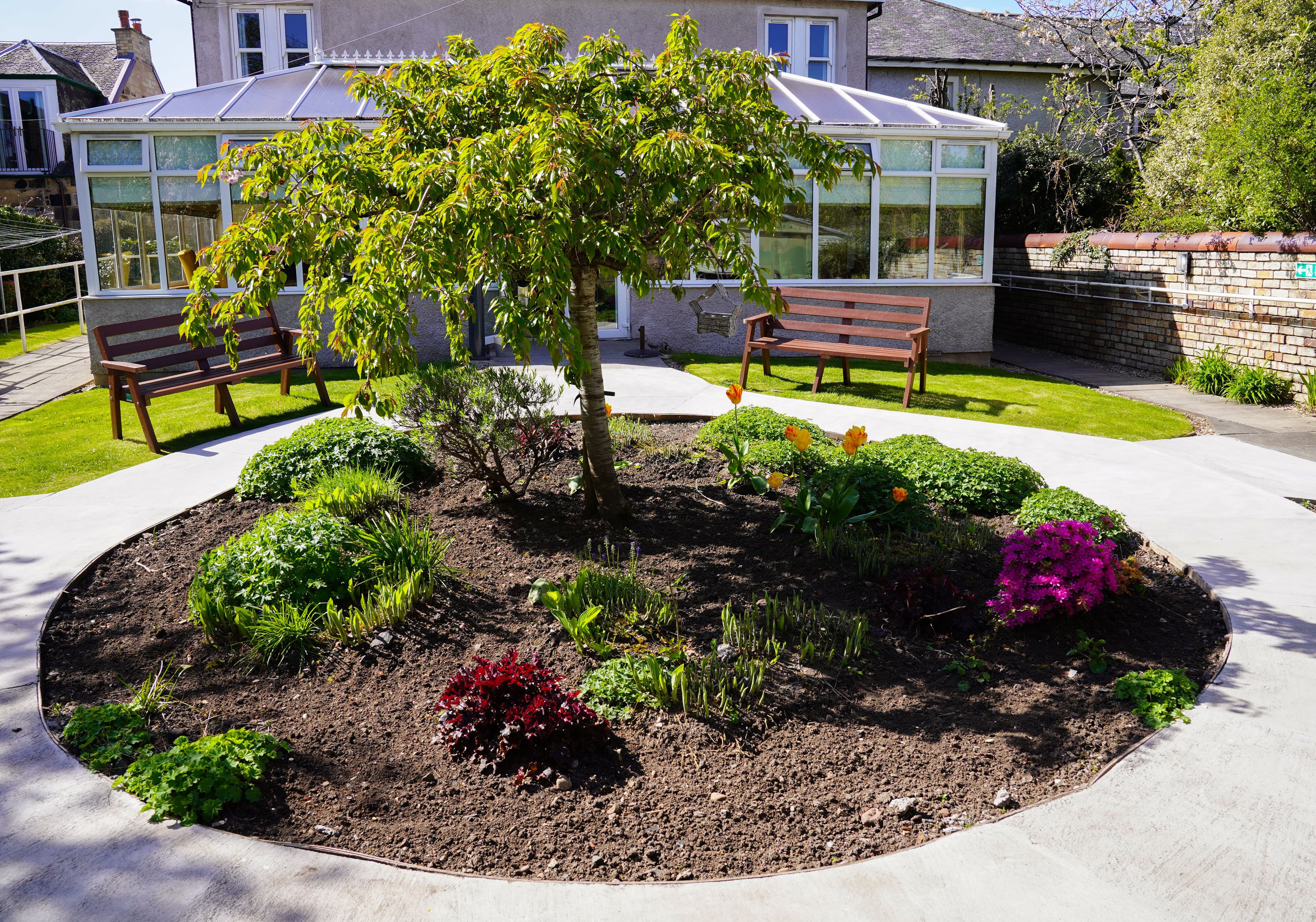 Garden of Howard House in Kilmarnock, Scotland