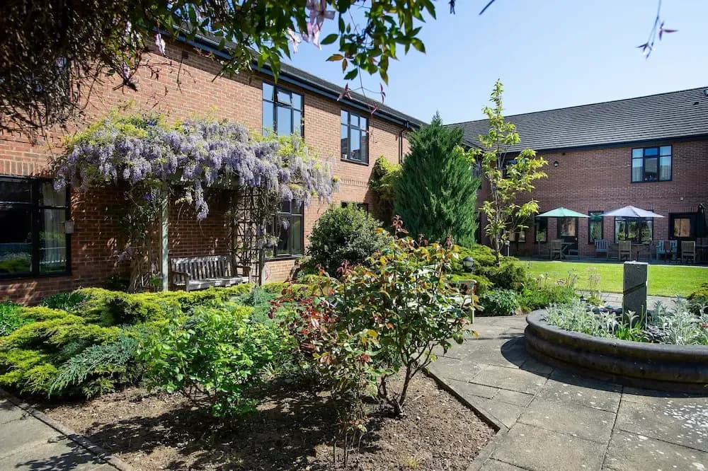 Dalby Court Care Home garden and exterior