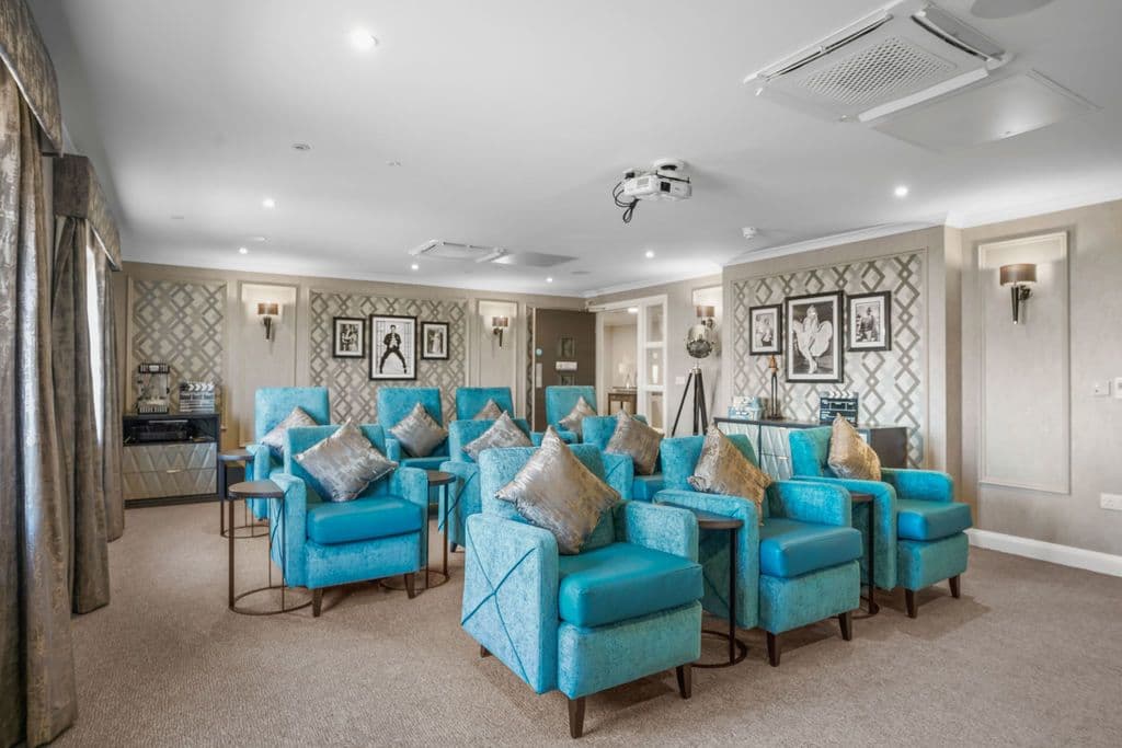 Cinema area of Broadlands Lodge care home in Keswick, Norfolk