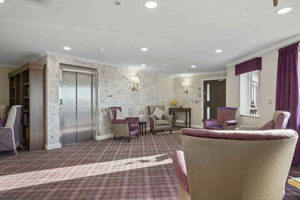 Lounge of Broadlands Lodge care home in Keswick, Norfolk