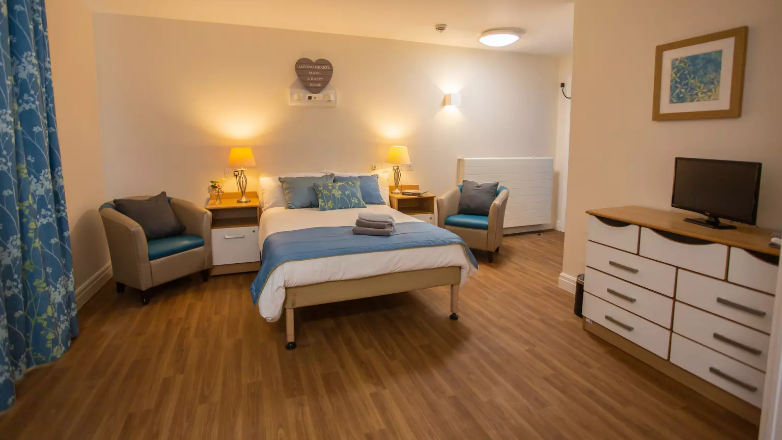 Bedroom of Dukeminster Court care home in Dunstable, Bedfordshire