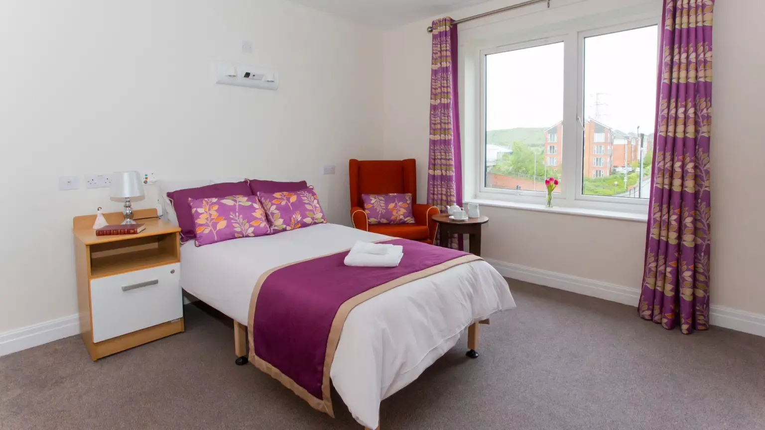 Bedroom of Dukeminster Court care home in Dunstable, Bedfordshire