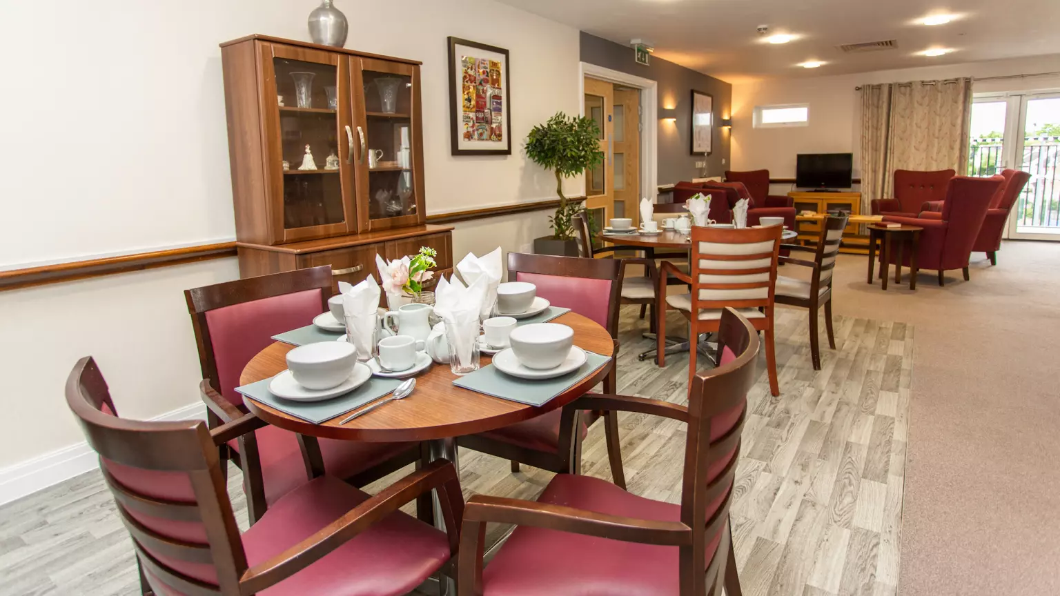 Dining room of Dukeminster Court care home in Dunstable, Bedfordshire