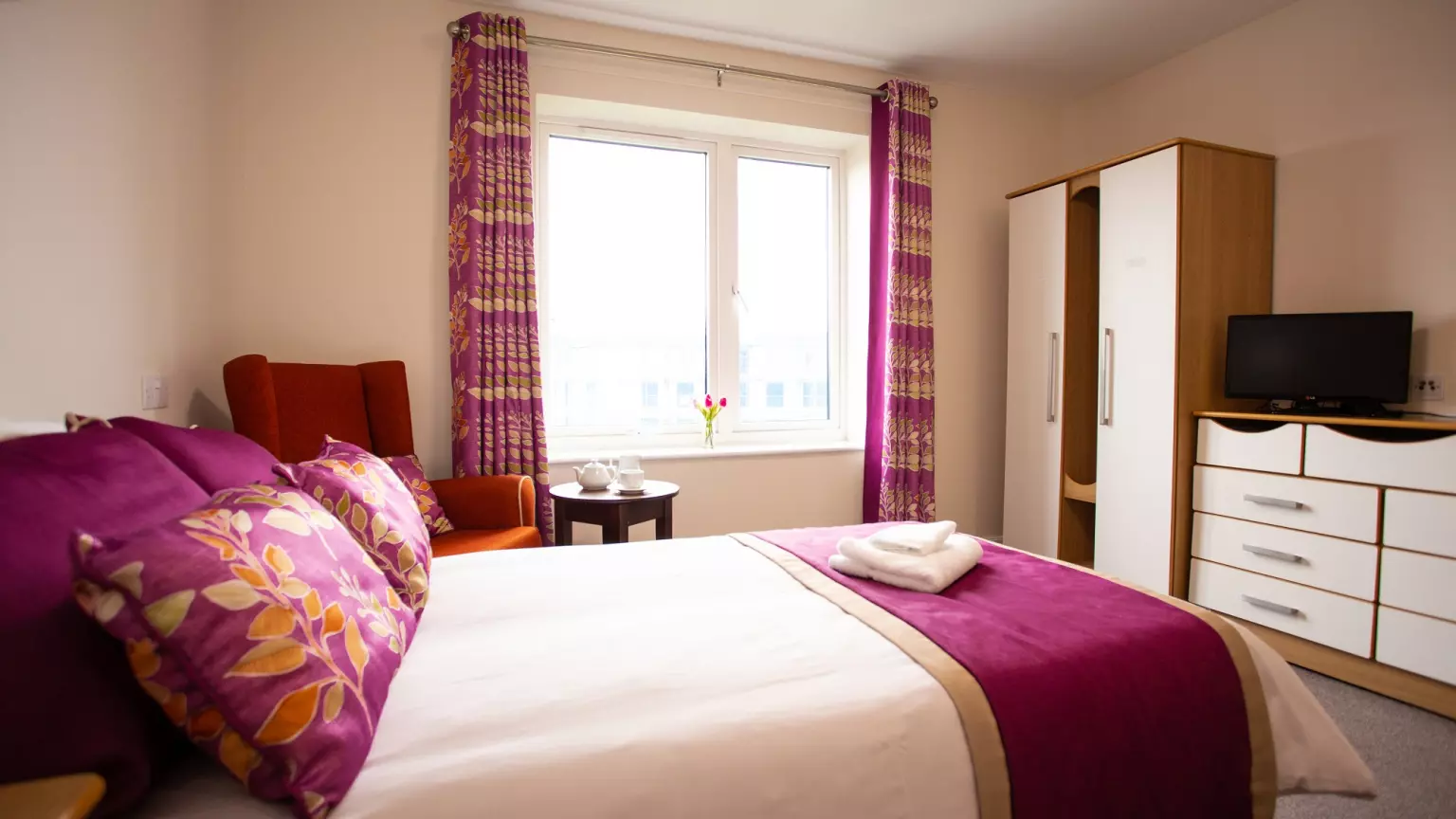 Bedroom of Dukeminster Court care home in Dunstable, Bedfordshire