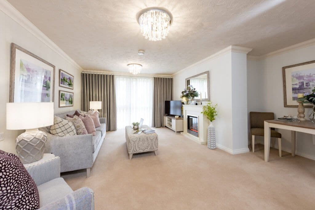 Lounge of Edinburgh Lodge retirement development in Orpington, Greater London