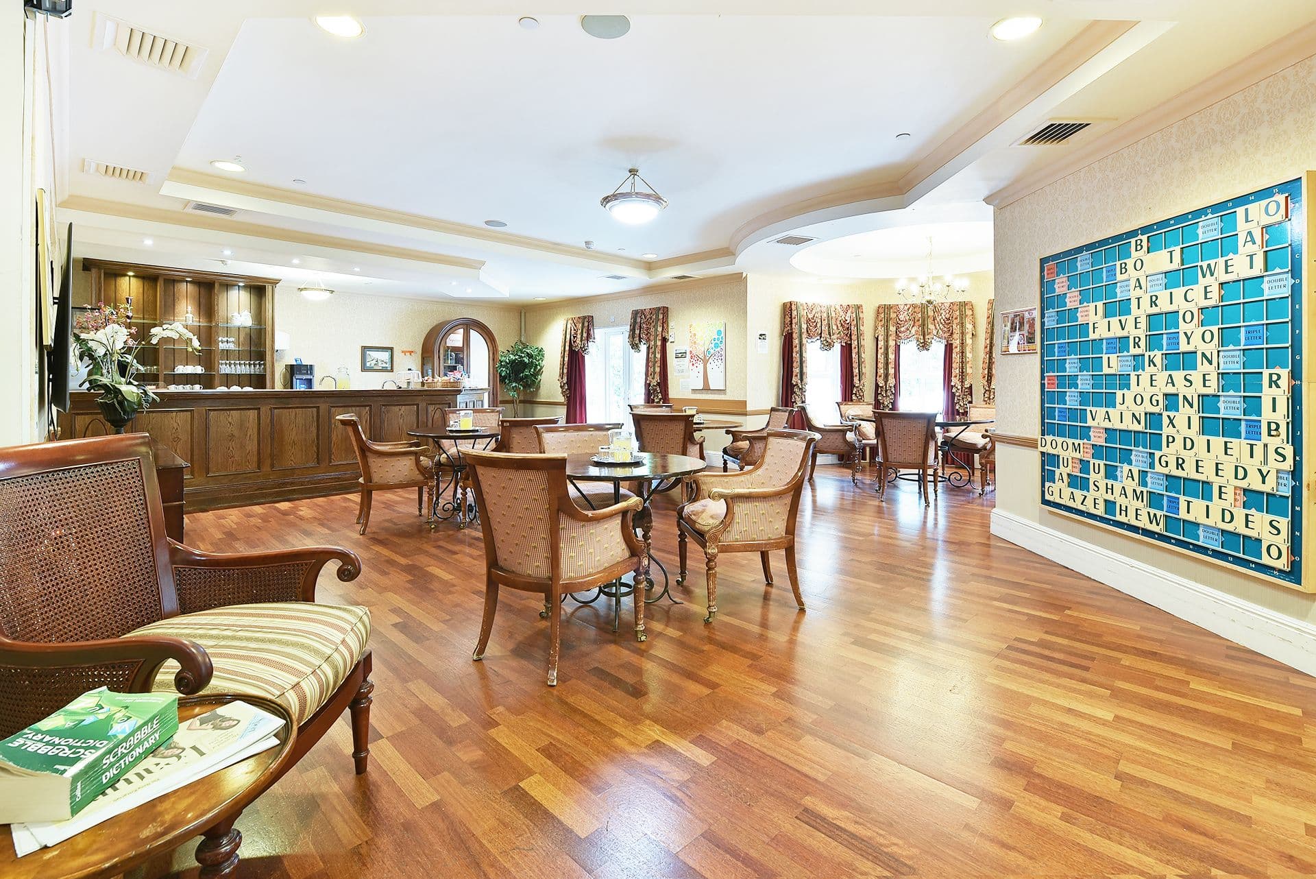 Dining room in Eastbourne Gardens Care Home, Eastbourne, Sussex