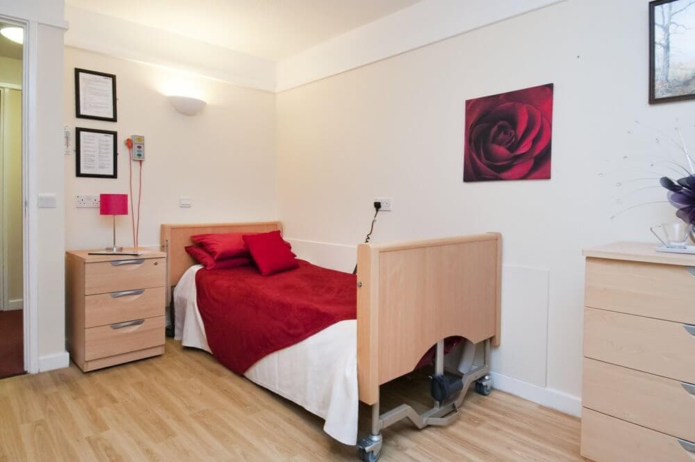 Bedroom of Echelforde care home in Ashford, Surrey