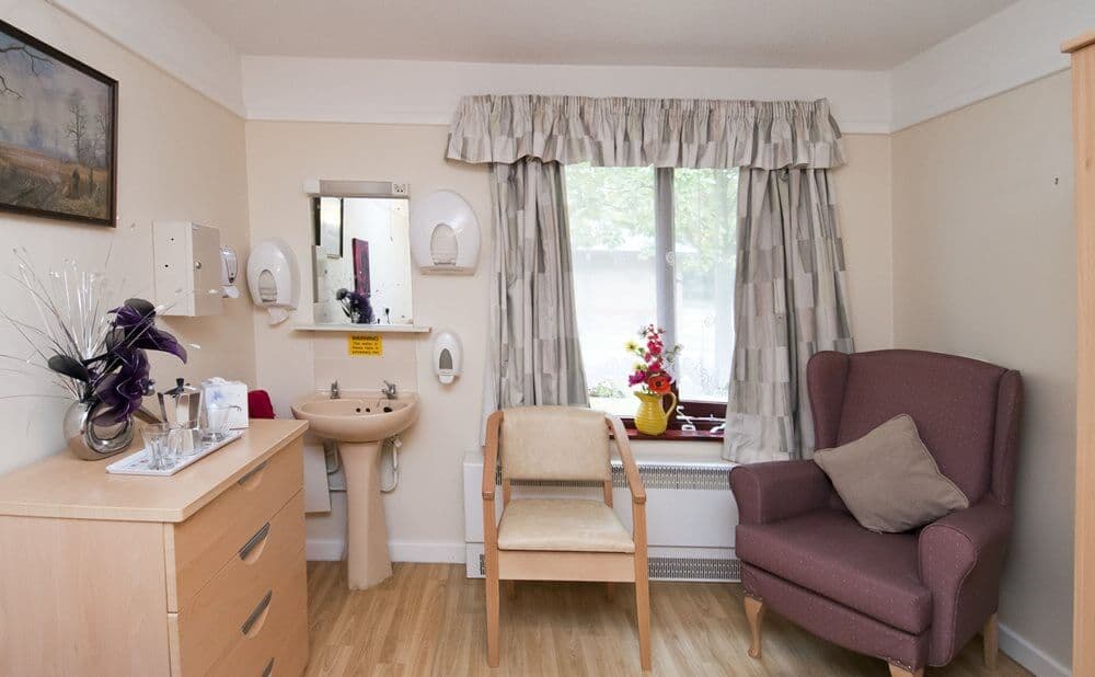 Bedroom of Echelforde care home in Ashford, Surrey