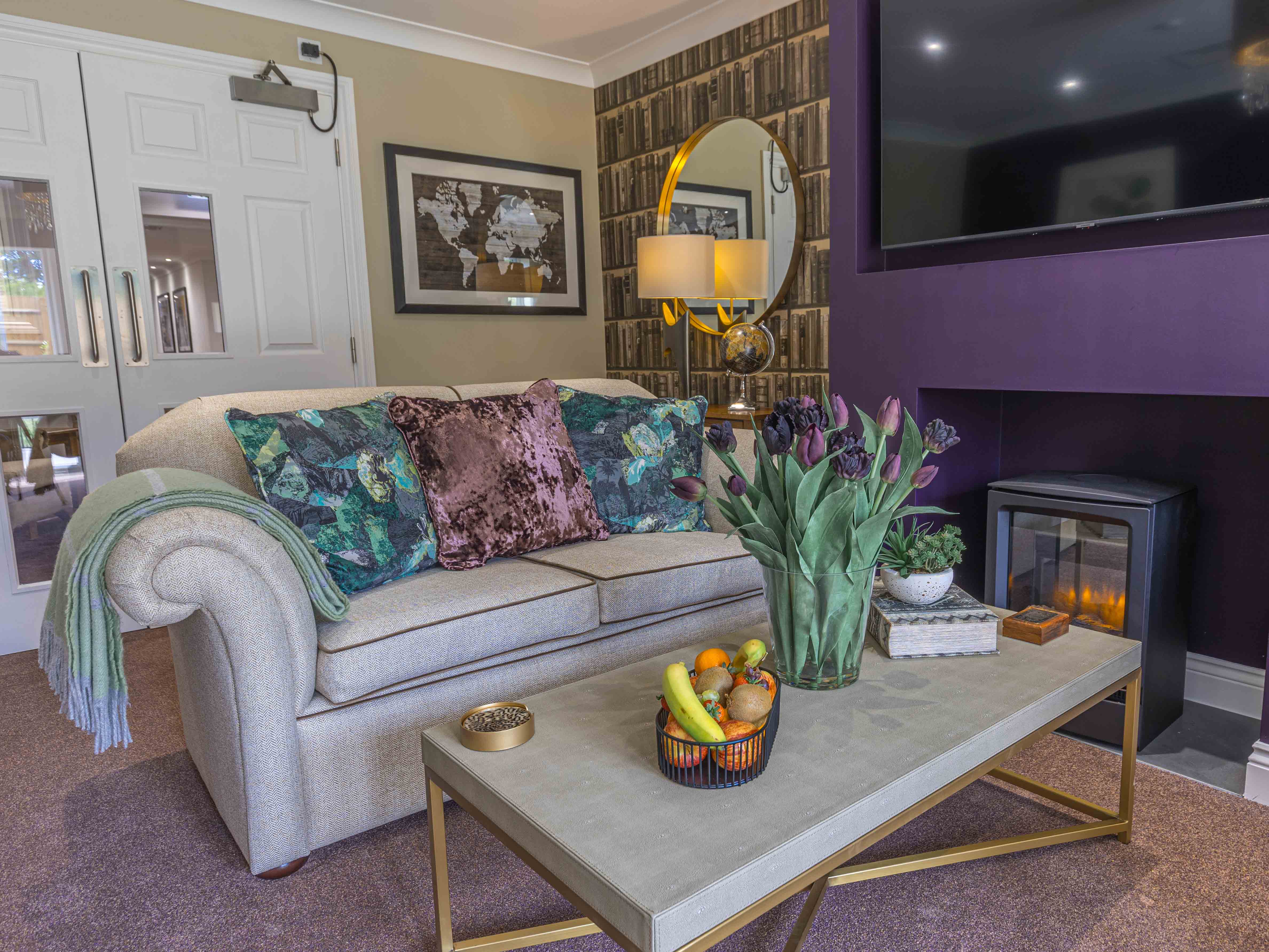 Communal Lounge at Elgar Court Care Home in Malvern, Worcestershire