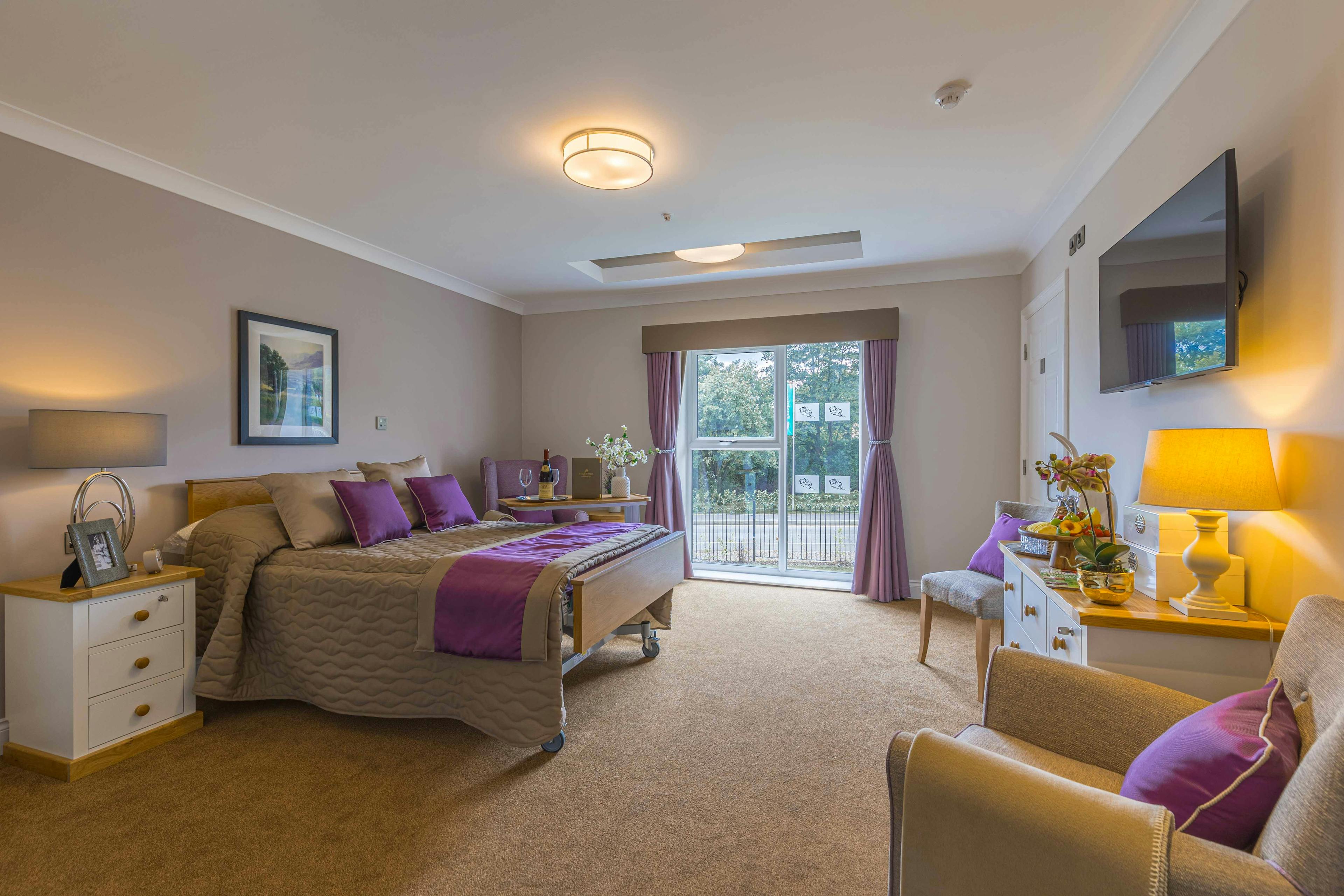 Bedroom at Elgar Court Care Home in Malvern, Worcestershire