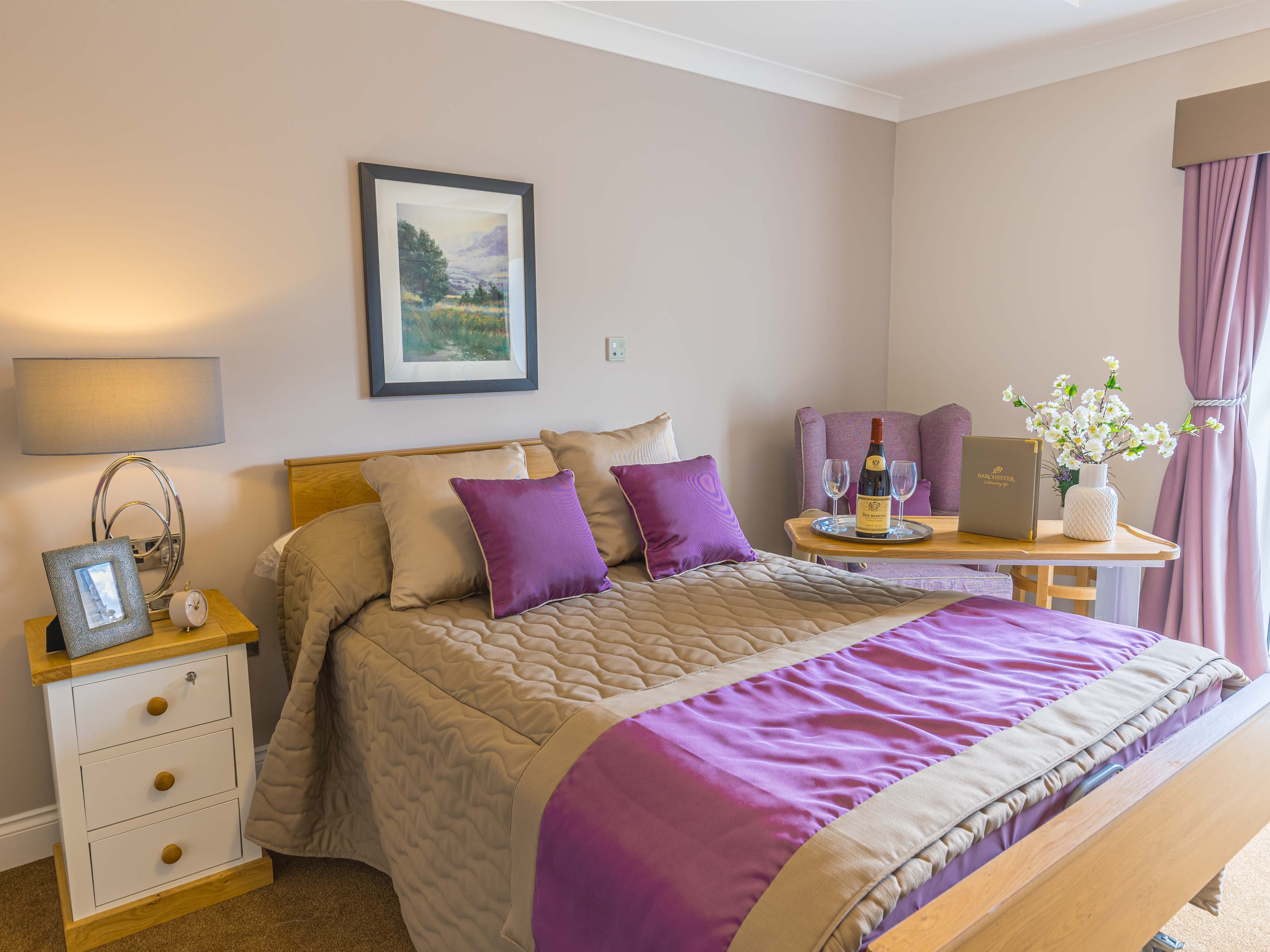 Bedroom at Elgar Court Care Home in Malvern, Worcestershire