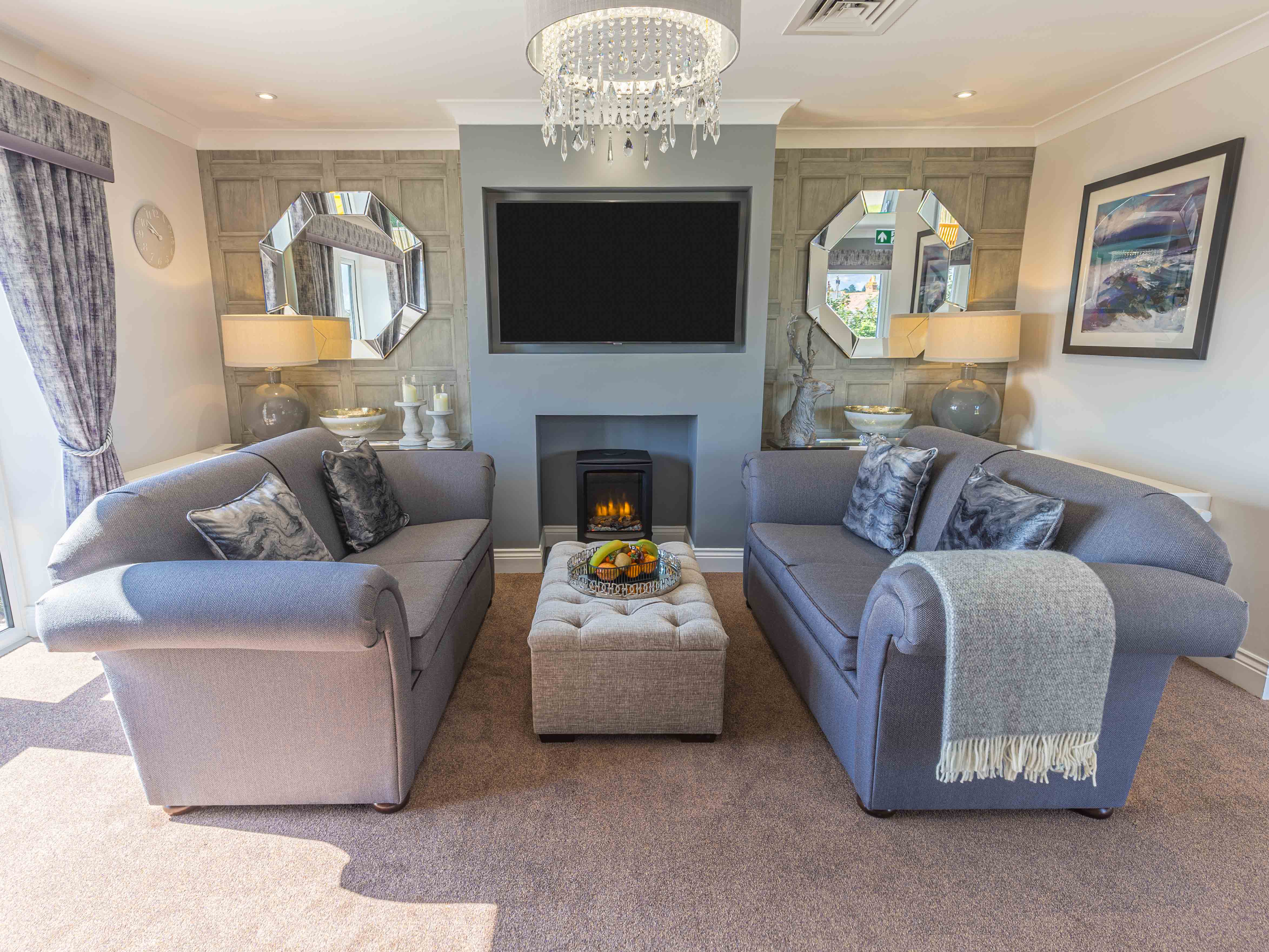 Communal Lounge at Elgar Court Care Home in Malvern, Worcestershire