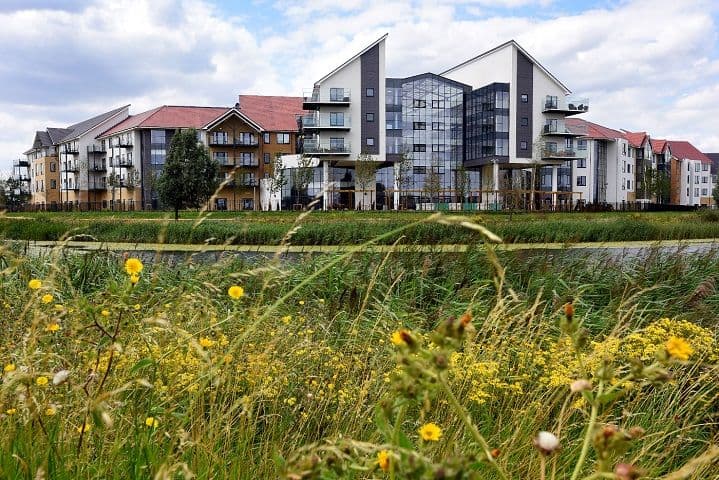 Exterior of Wixams Village Retirement Development in Bedford, Bedfordshire