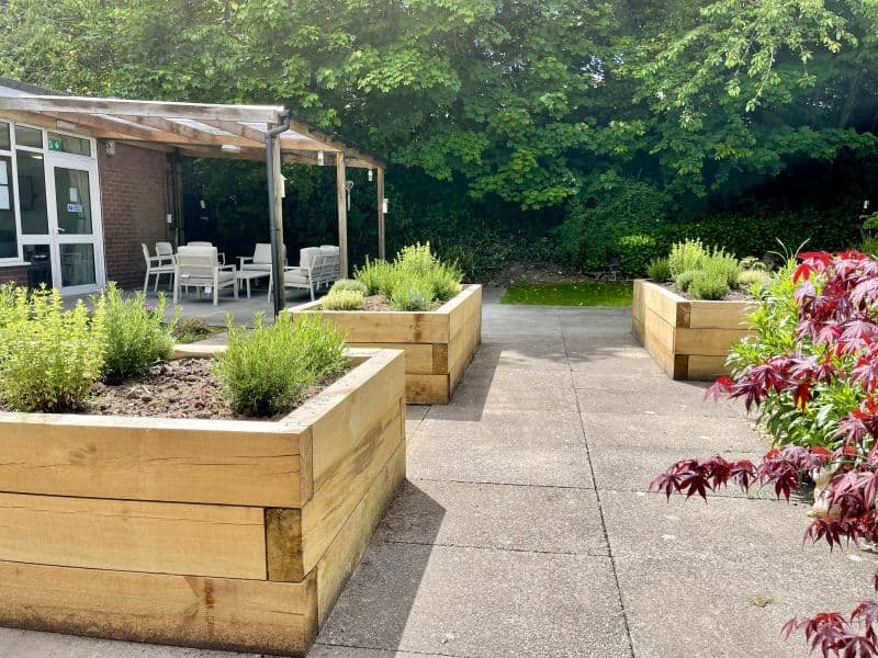 Garden at Florence House Care Home in Newcastle-under-Lyme, Staffordshire