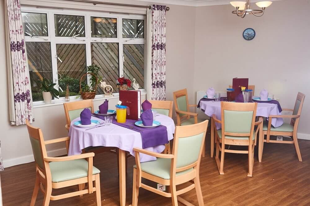 Dining room of Forrester Court care home in Westminster, London