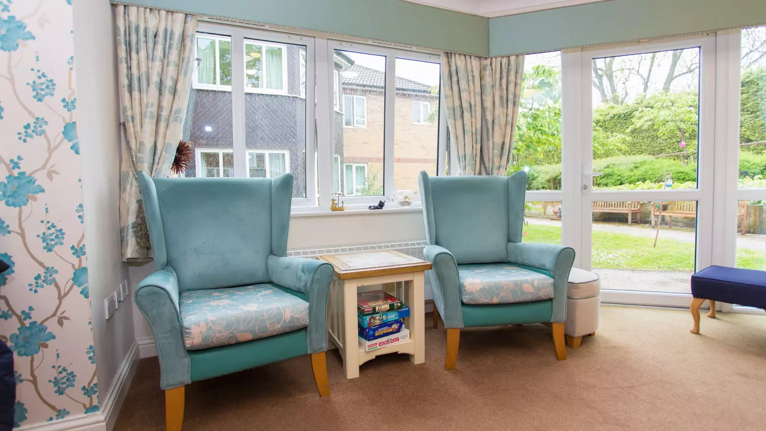 Lounge of Fosse House care home in St Albans, Hertfordshire