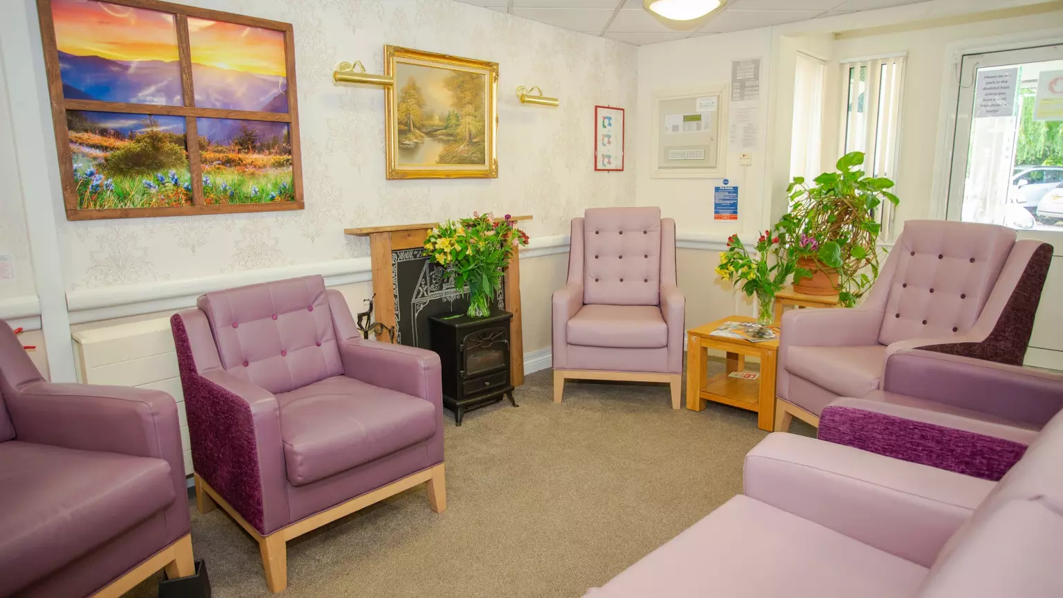 Lounge of Fosse House care home in St Albans, Hertfordshire