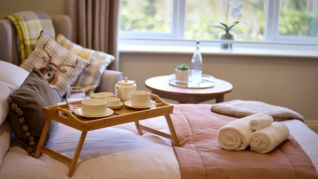 Bedroom at Greensand House Care Home in Redhill, Surrey