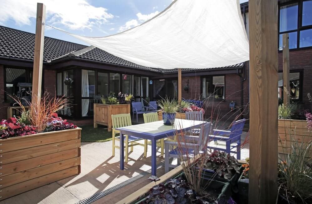 Garden Area of Hadrian Park Care Home in Billingham, Stockton-on-Trees