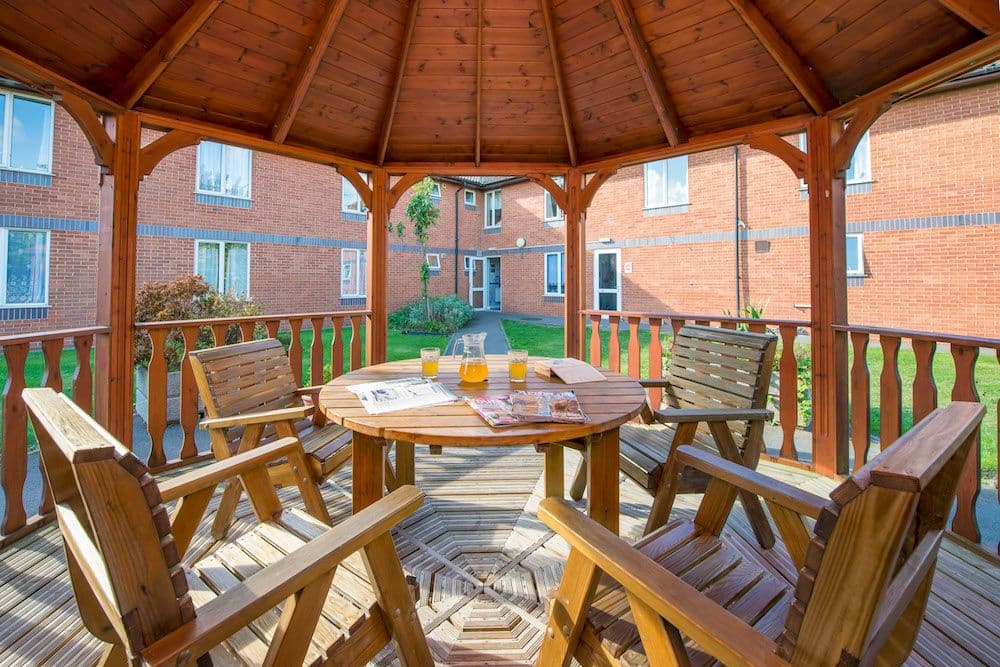 Garden area of Haven Lodge care home in Clacton-on-Sea, Essex