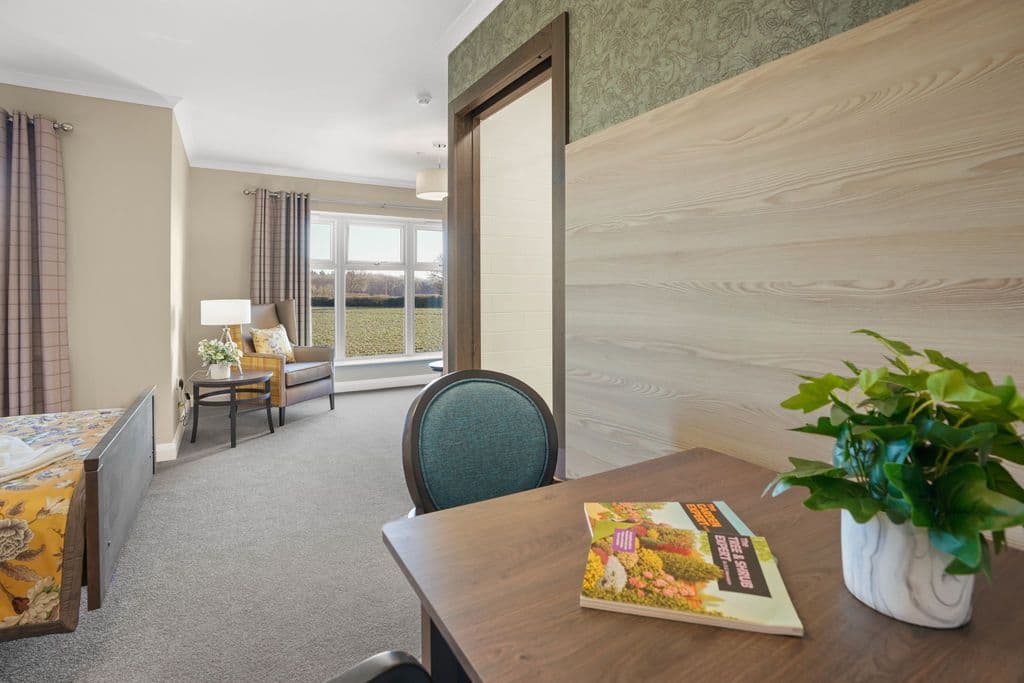 Bedroom of Heatherton House care home in Littleover, Derby