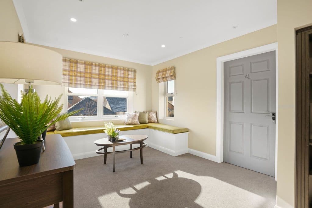 Seating area of Heatherton House care home in Littleover, Derby