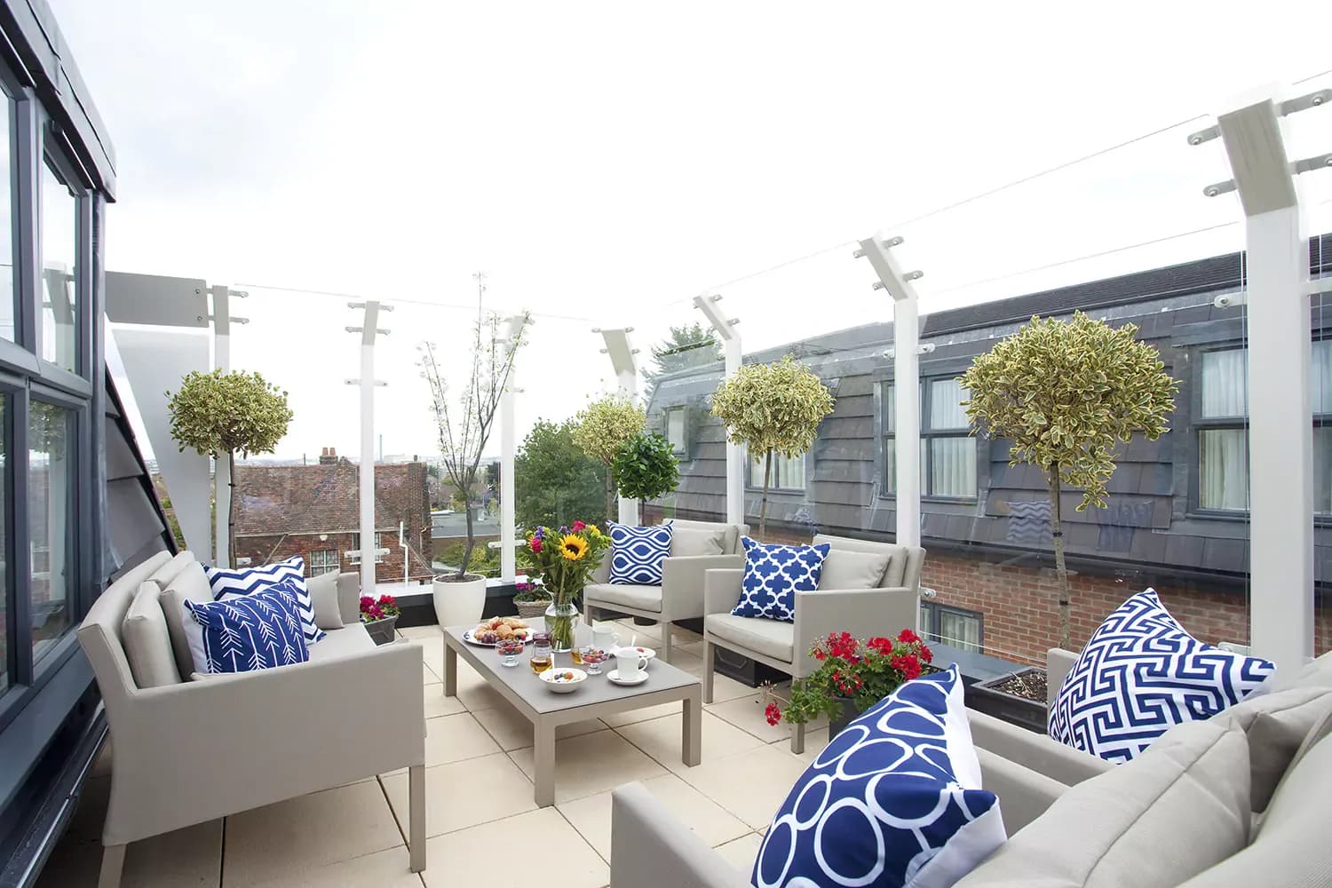 Roof Terrace of Heathfield Court retirement development in Bexley