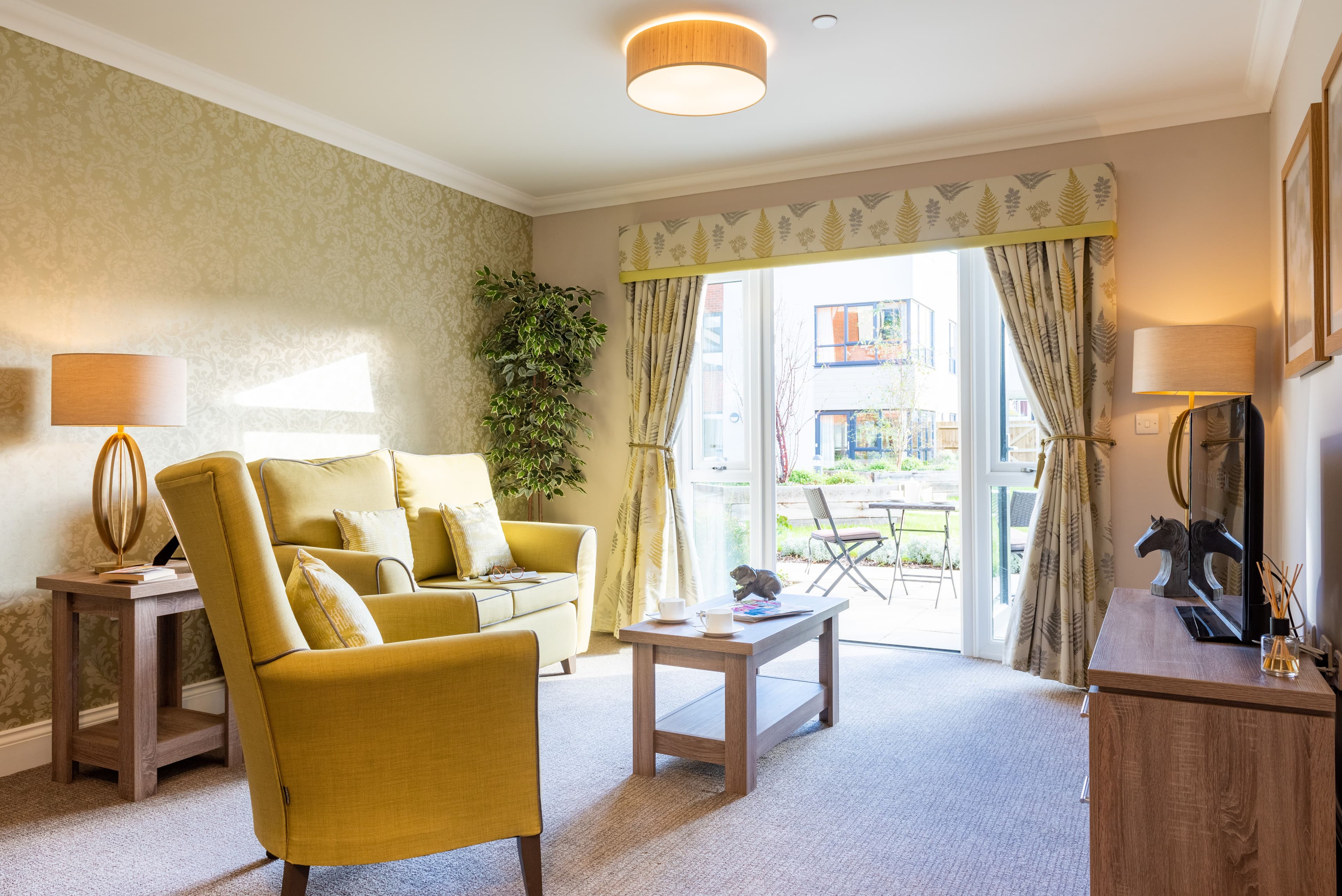 Lounge of Heathland House care home in Ferndown, Dorset