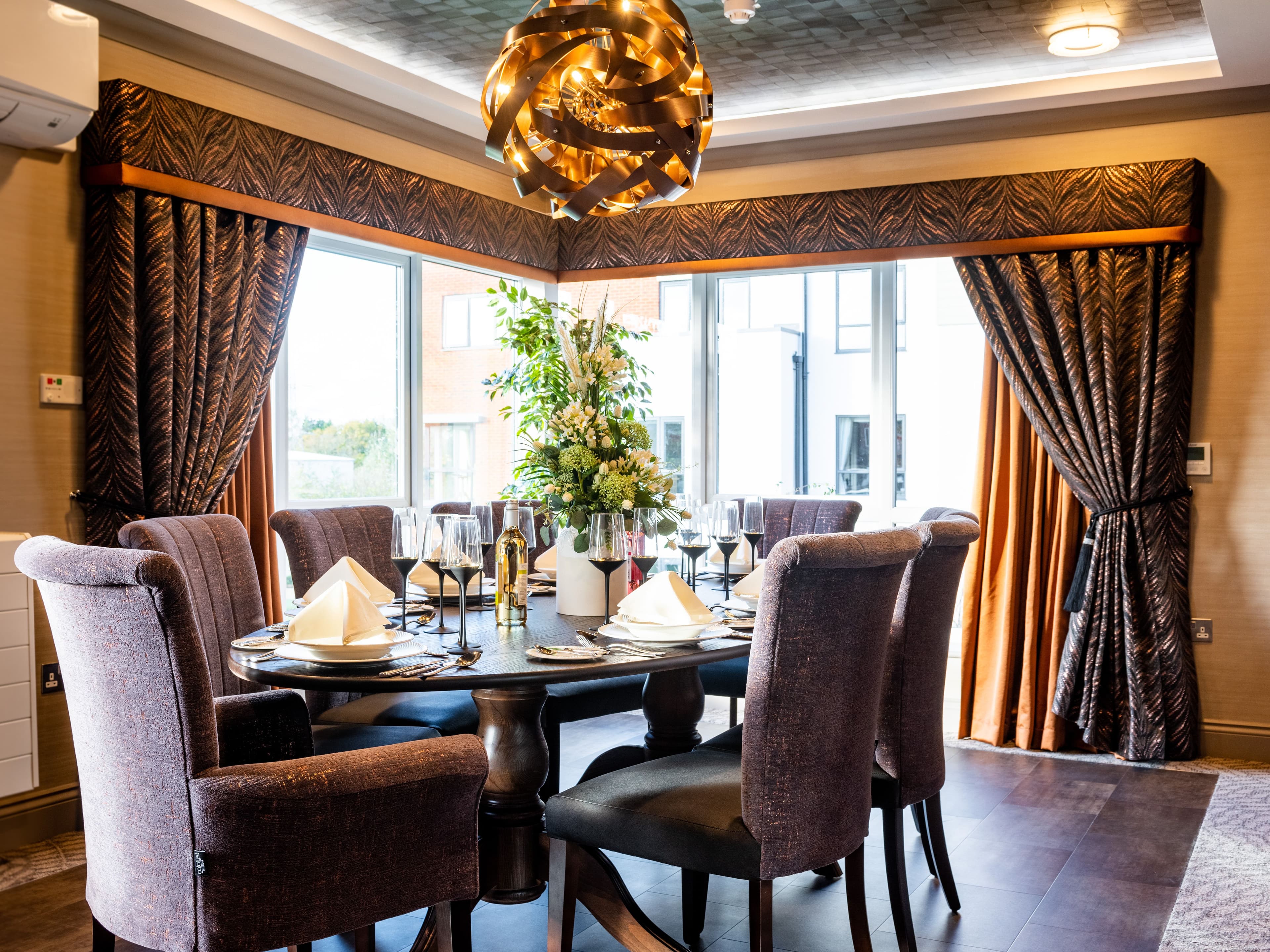 Dining area of Heathland House care home in Ferndown, Dorset