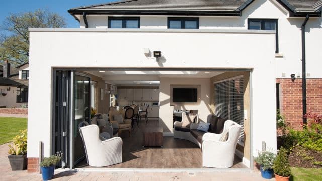 Garden at Hope Green Care Home in Ponyton, Macclesfield