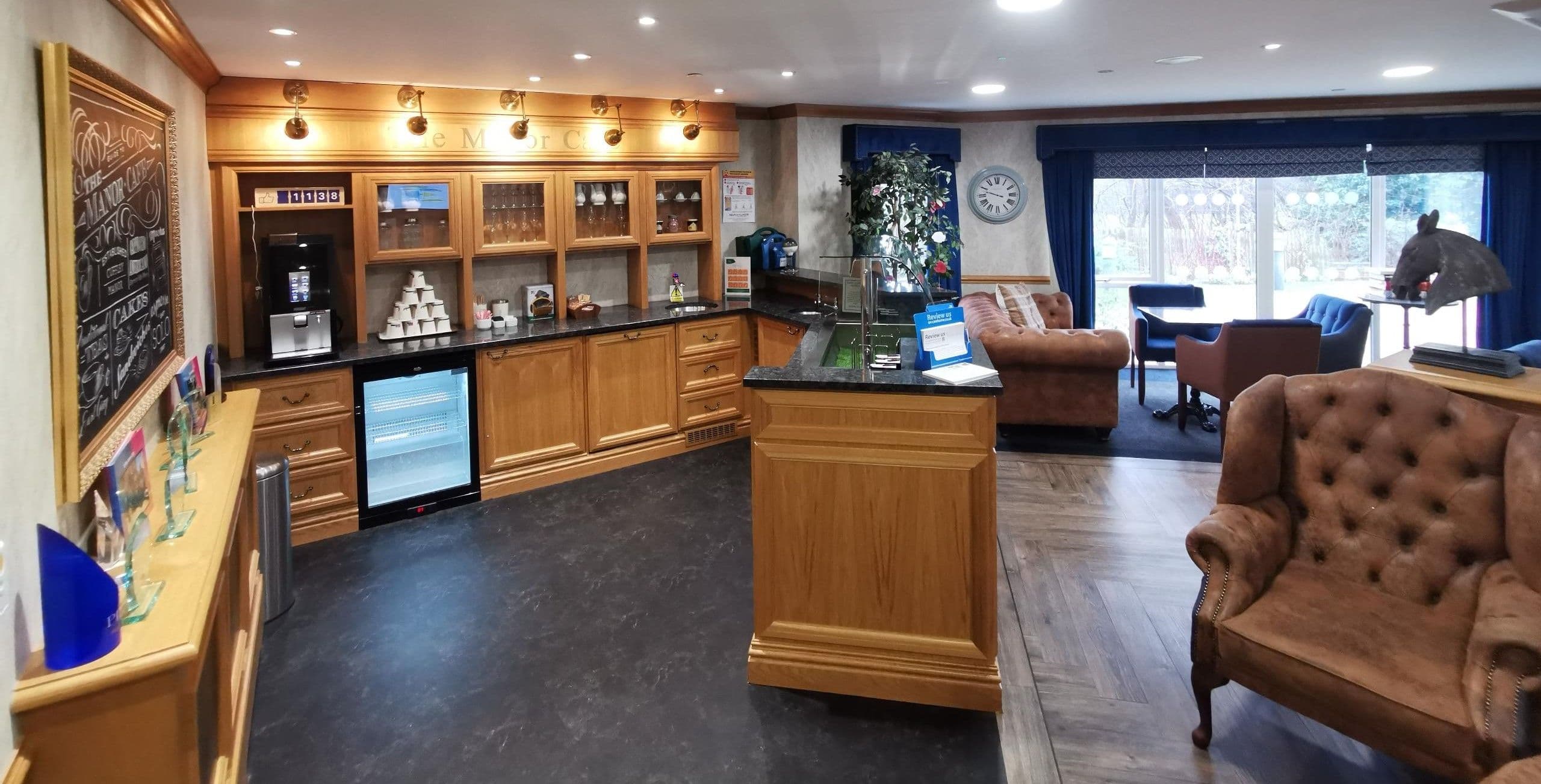 Kitchen of Cuffley Manor care home in Potters Bar, Hertfordshire