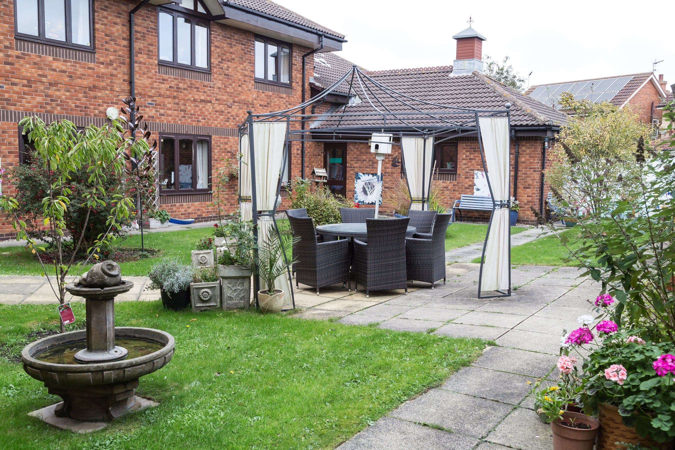 Garden at Mallard Court Care home in Bridlington, East Riding of Yorkshire