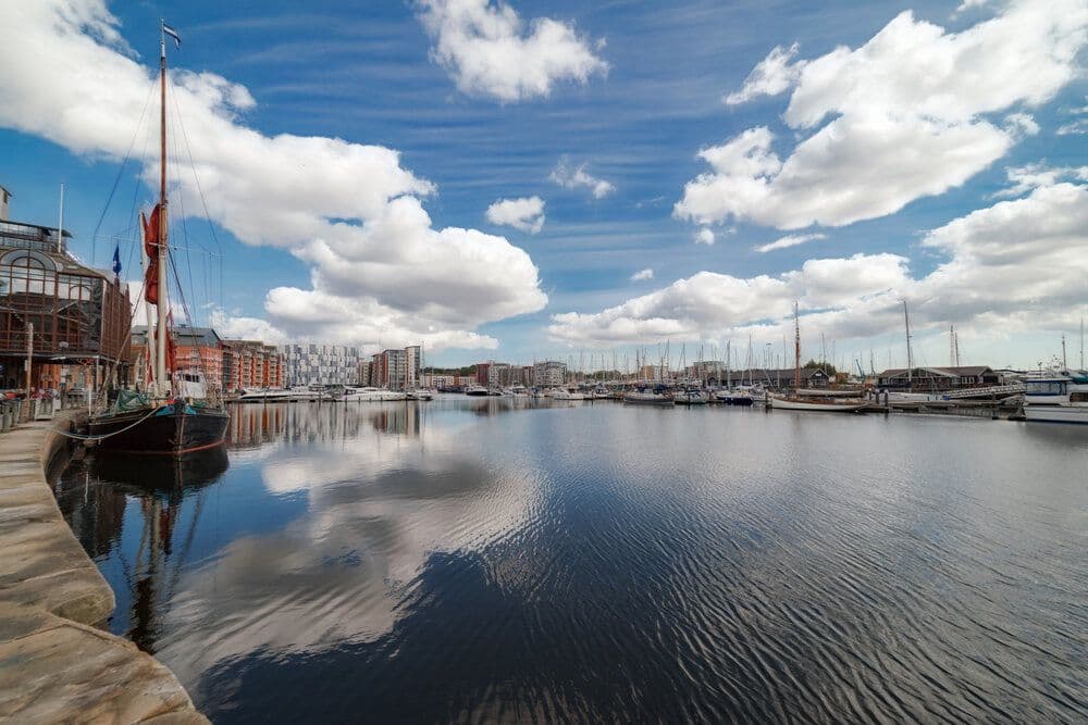 Panoramic view of Ipswich Marina