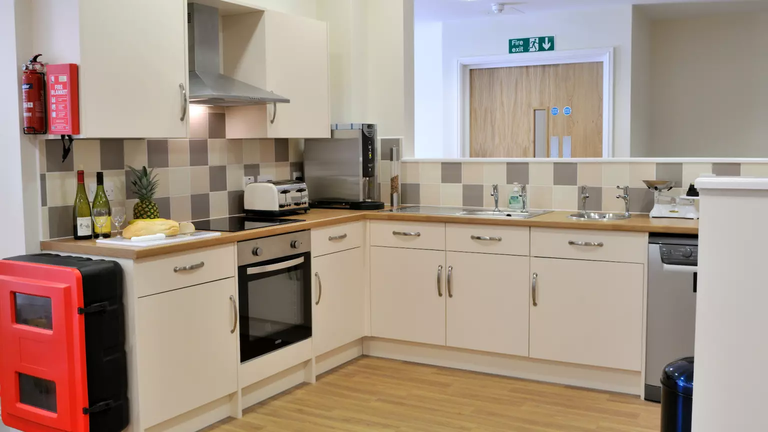 Kitchen of Jubilee Court care home in Stevenage, Hertfordshire