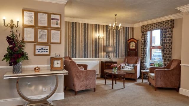 The reception area at Kents Hill Care Home in Milton Keynes, Buckinghamshire