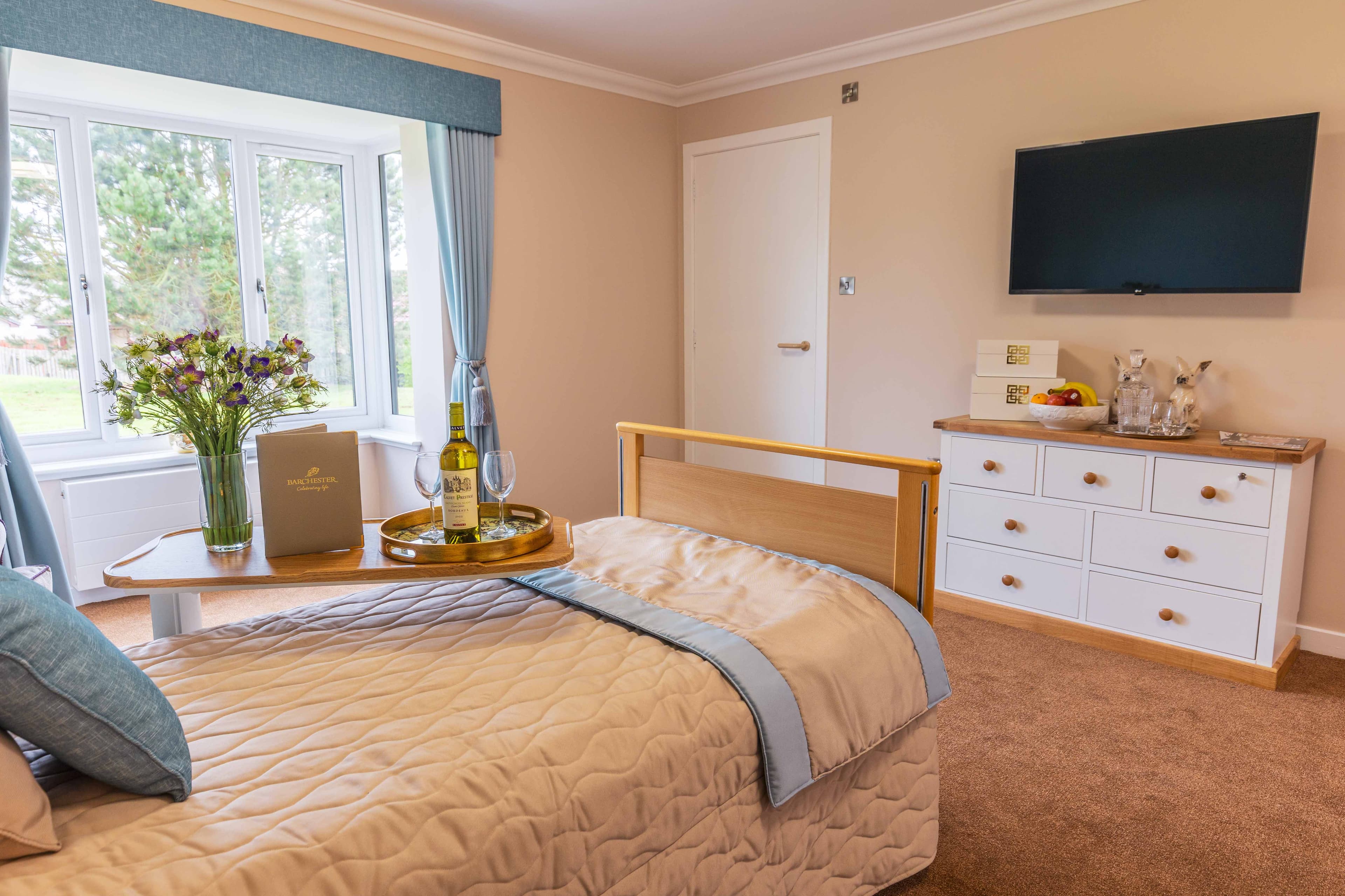 Bedroom at Kirkburn Court Care Home in Peterhead, Aberdeenshire