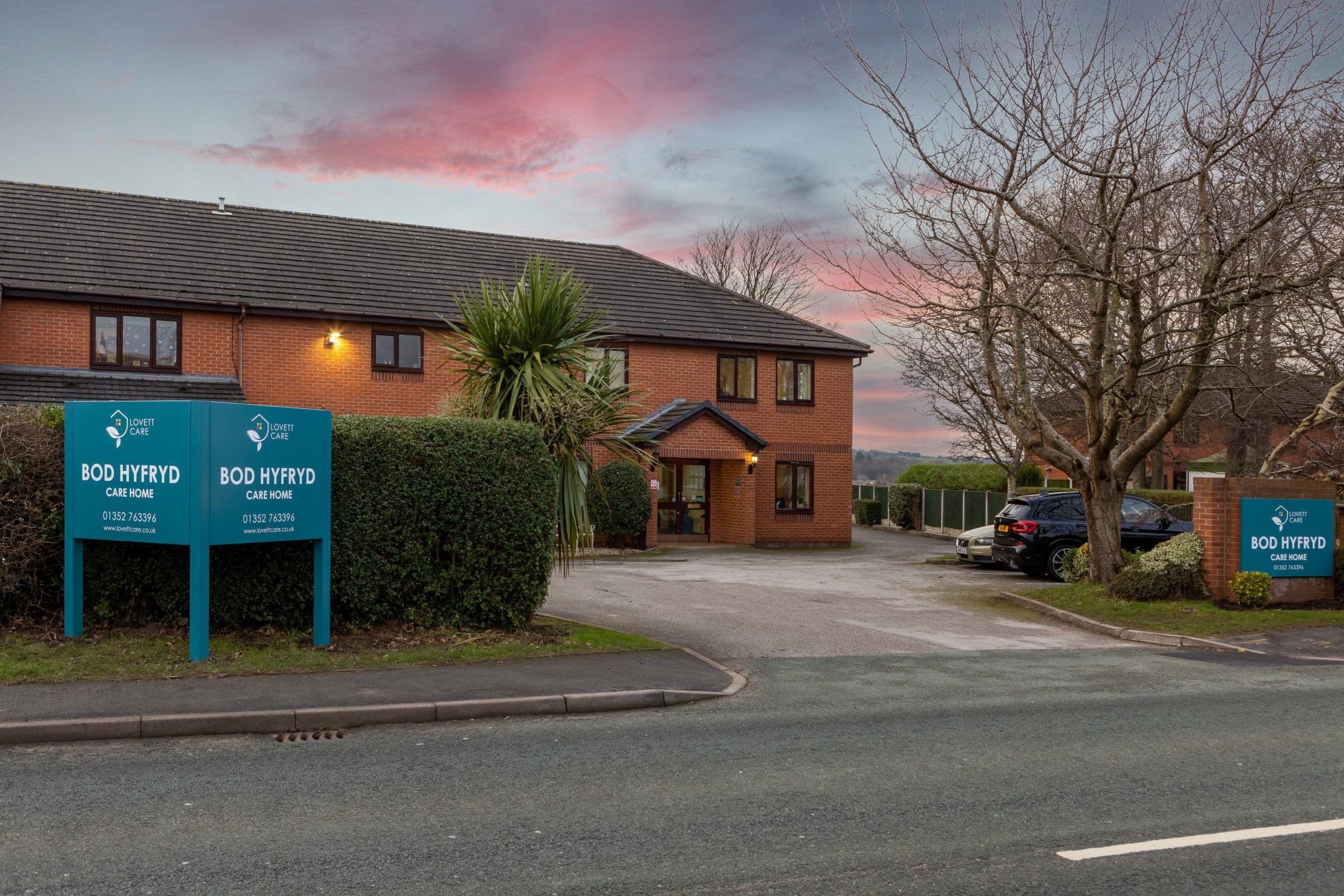 Exterior of Bod Hyfryd care home in Flint, Wales