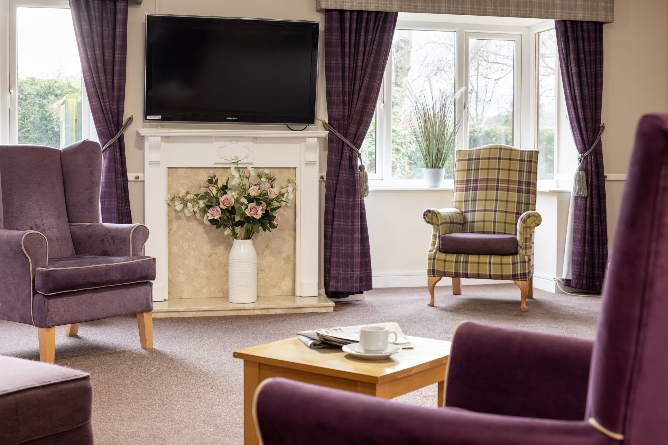 Lounge of Bod Hyfryd care home in Flint, Wales