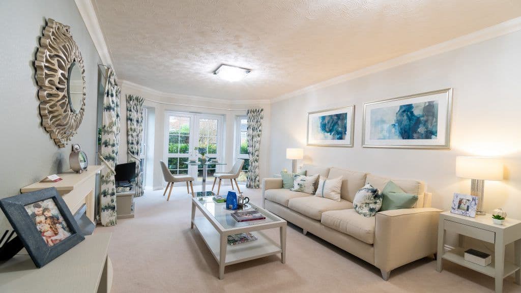 Lounge of Knights Lodge retirement development in Lymington, Hampshire