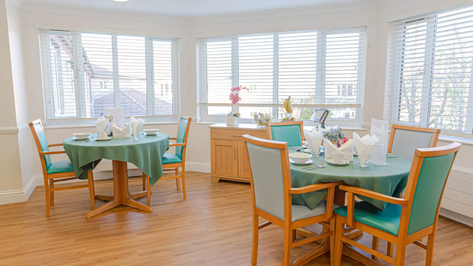 Dining area of Mayfair Lodge care home in Watkins Rise, Hertfordshire